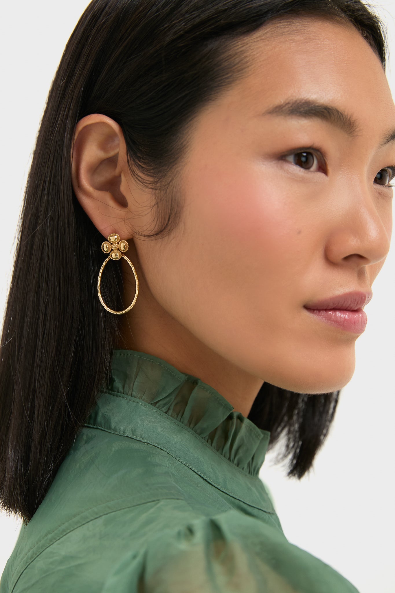 Berry Clover Teardrop Earrings - Gold