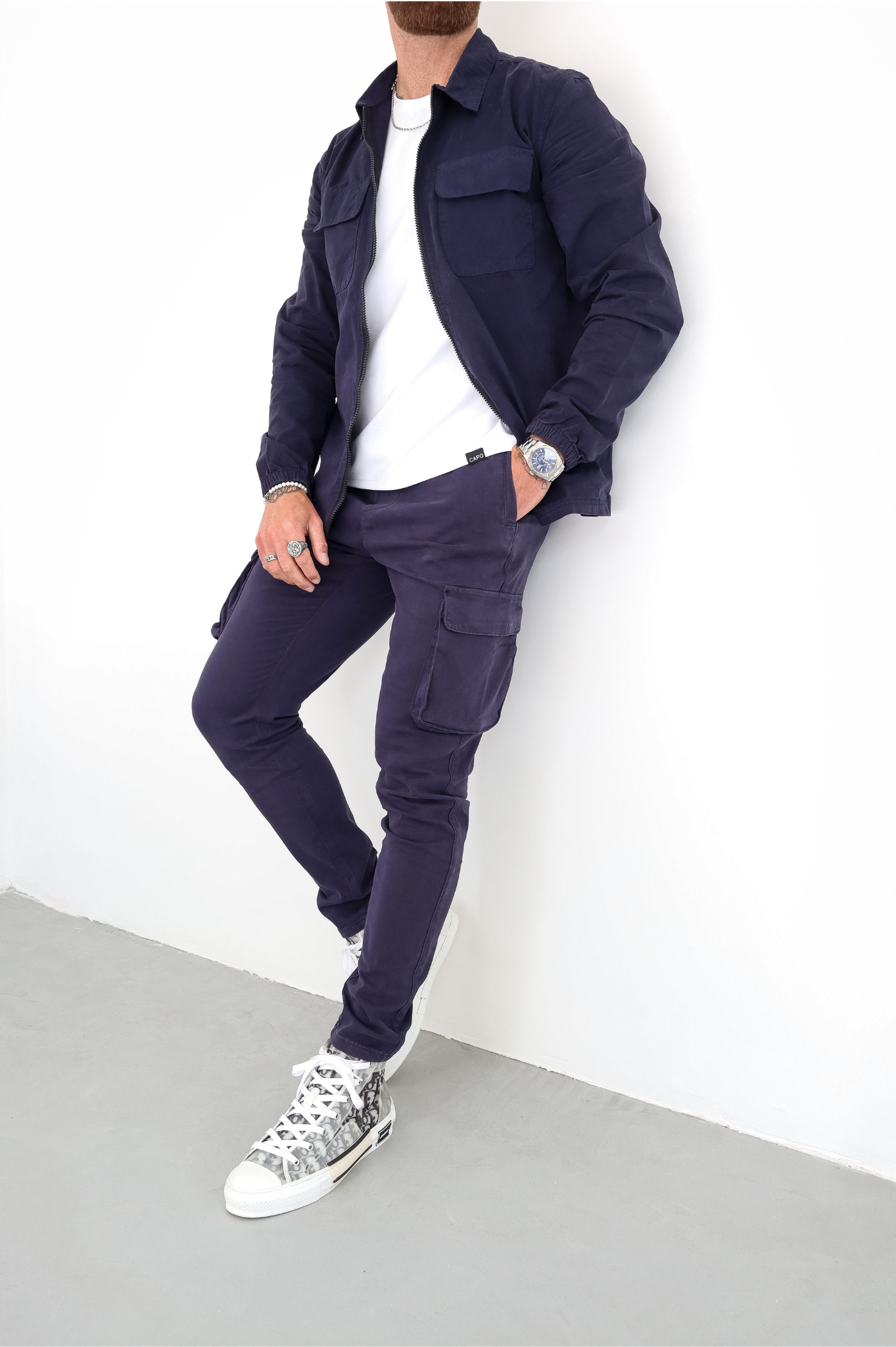 Capo DYED Cotton Cargo Jacket - Navy