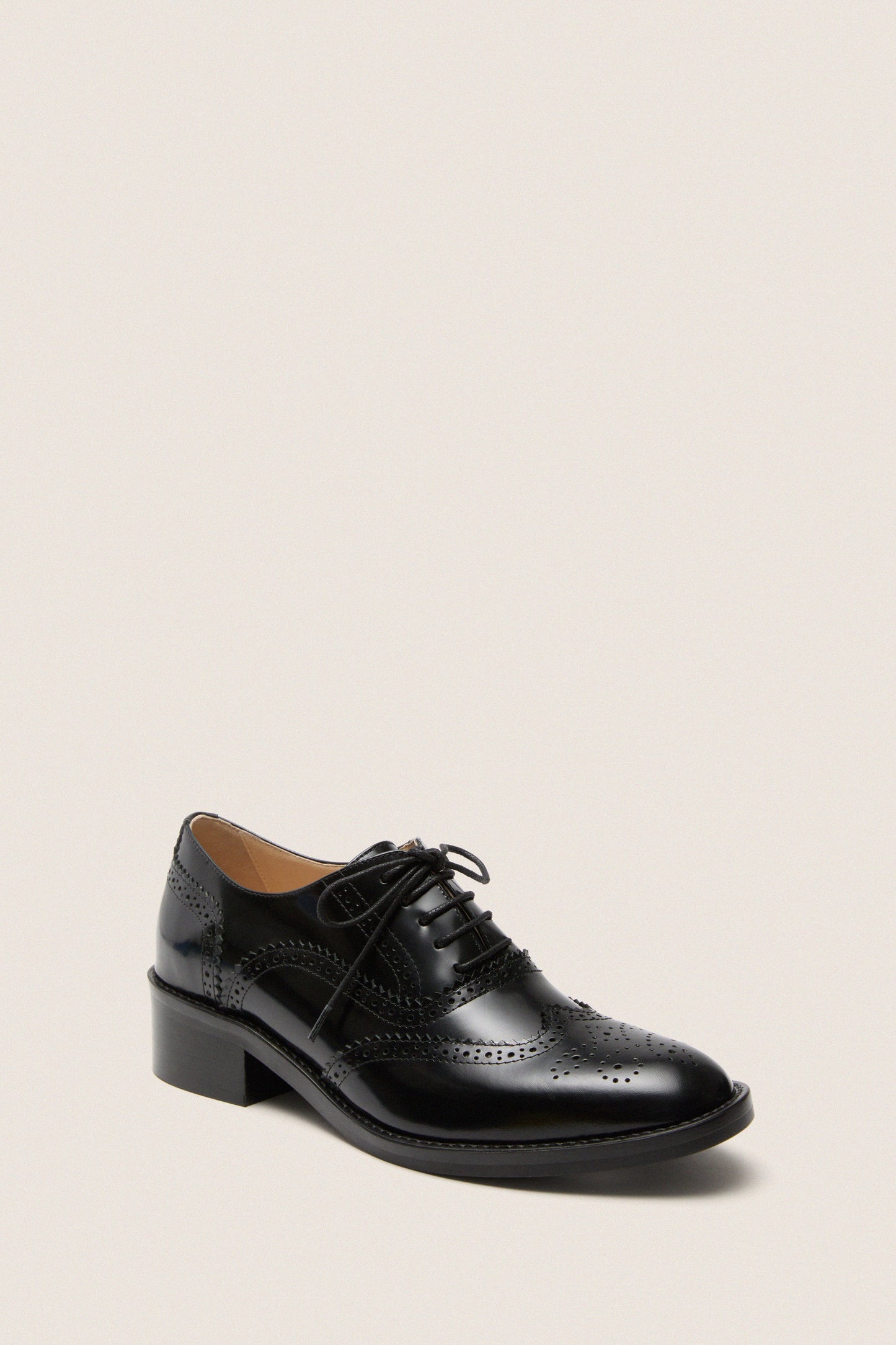 Black Leather Brogue Oxford Shoes