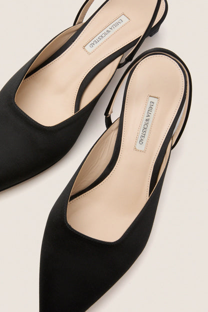 Black Satin Kaori Kitten Heels