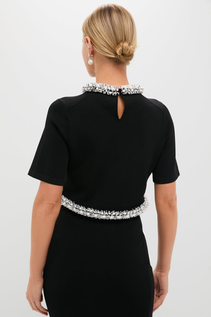 Black Ozelle Short Sleeve Crewneck Top