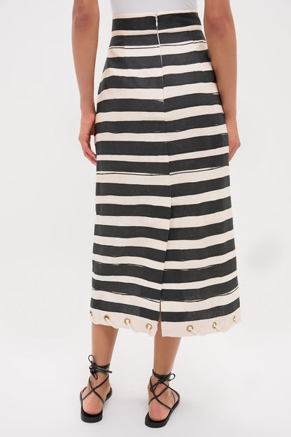 Black Stripe Story Pencil Skirt