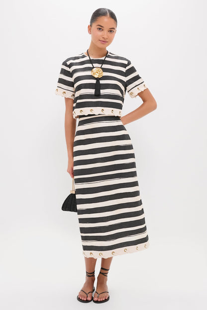 Black Stripe Story Pencil Skirt