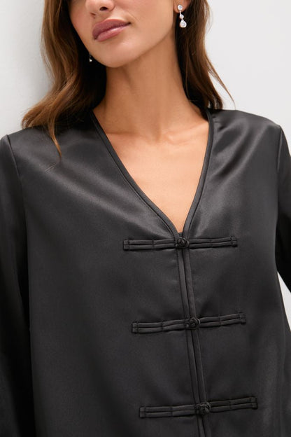 Black Satin Tatiana Blouse