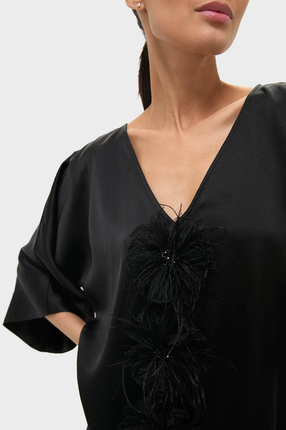 Black Satin Diane Mini Dress