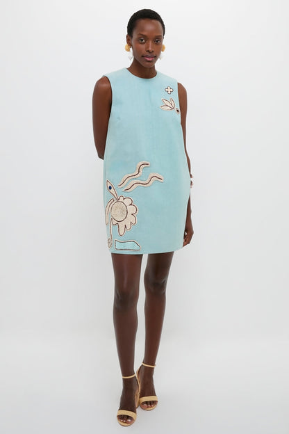 Blue Azara Raffia Mini Dress