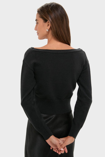 Black Off the Shoulder Stevens Sweater