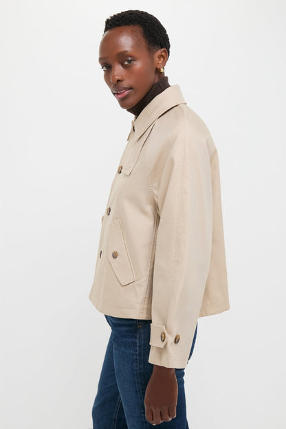 Beige Cotton Double Cloth Woven Jacket