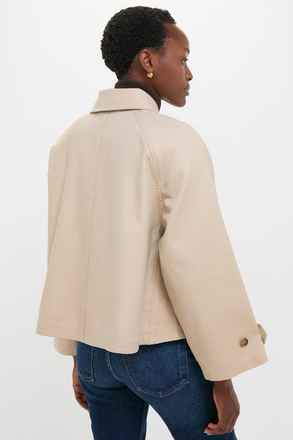 Beige Cotton Double Cloth Woven Jacket