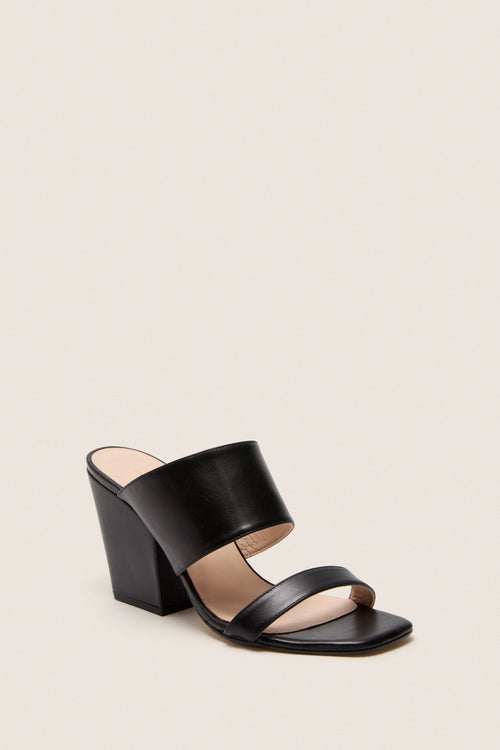 Black Leather Carly Heels
