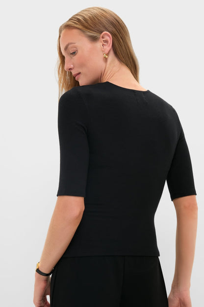 Black Lauren Mid Sleeve Tee