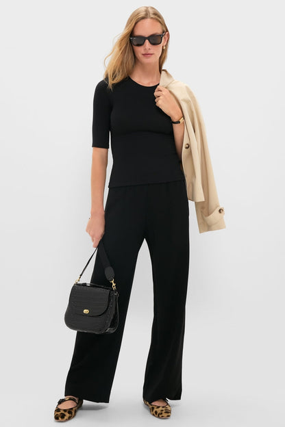Black Lauren Mid Sleeve Tee