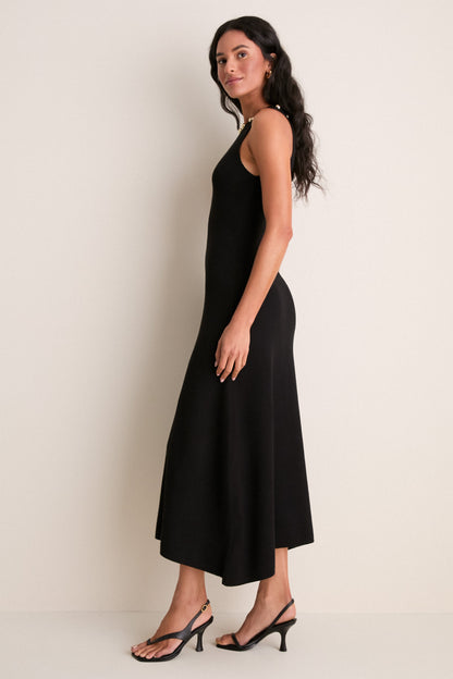 Black Knit & Gold Hardware Prescott Maxi Dress