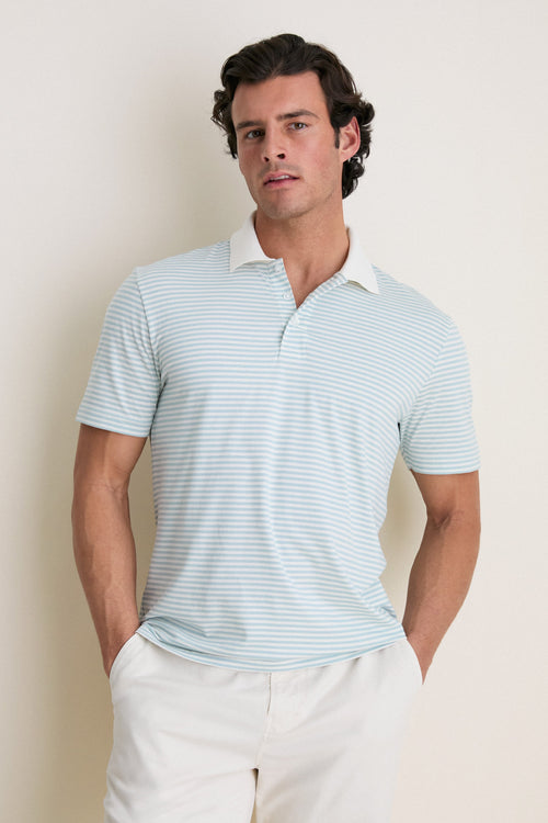 Beach Fog Stripe Movement Pique Polo