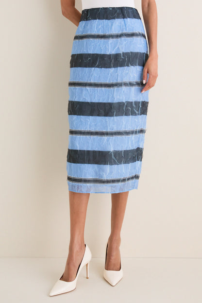 Blue and Black Graphic Stripe Priya Skirt