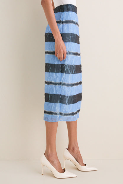 Blue and Black Graphic Stripe Priya Skirt
