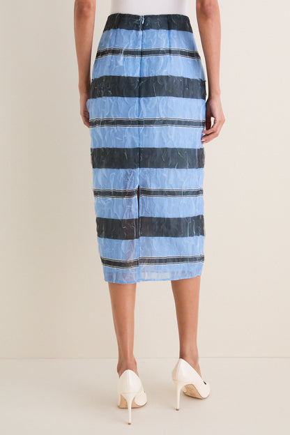 Blue and Black Graphic Stripe Priya Skirt