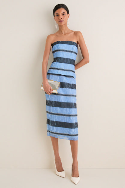 Blue and Black Graphic Stripe Priya Skirt