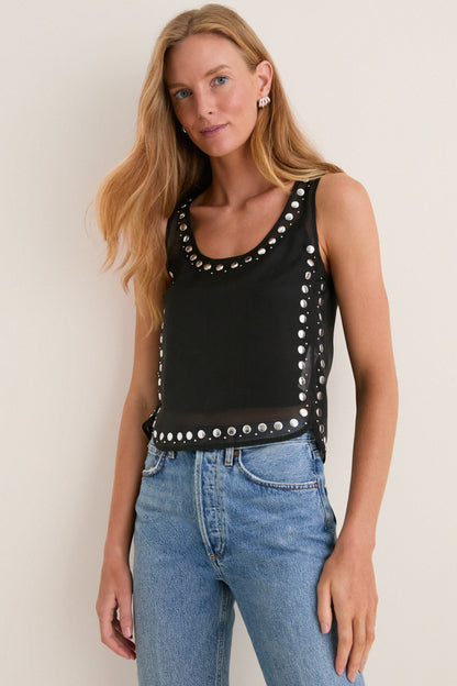 Black Studs Cara Top