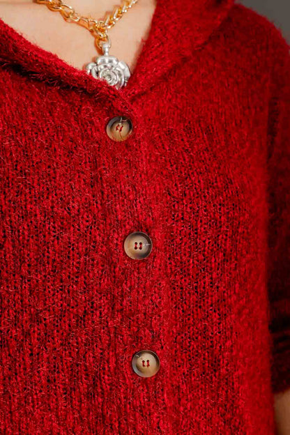 Burgundy Fluffy Hood Cardi
