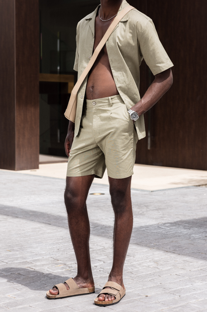 Capo LINEN SS Revere Shirt - Olive