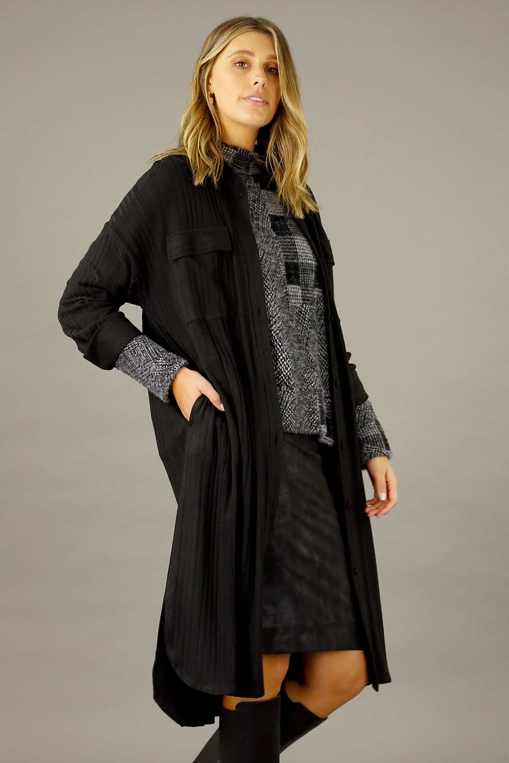 Black Rib Lifestyle Shacket