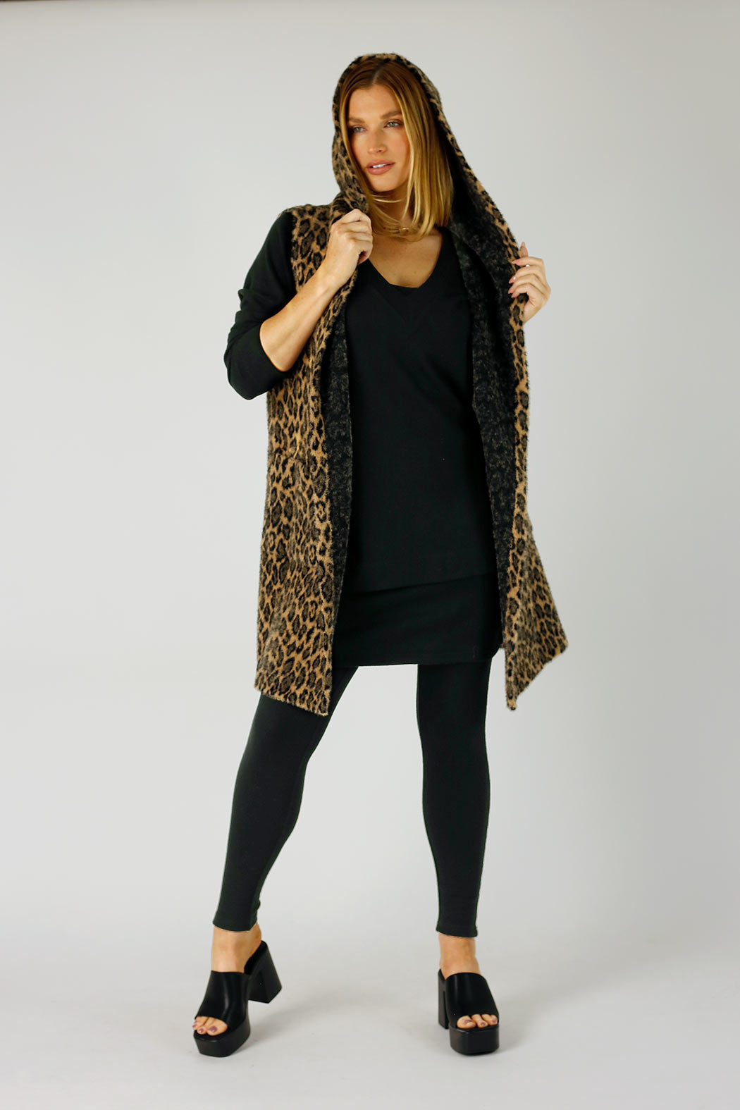 Black Woolly Plain Vee Jumper - SALE