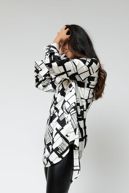 Black Ivory Silky Blogger Pocket Tunic