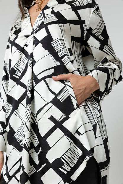 Black Ivory Silky Blogger Pocket Tunic