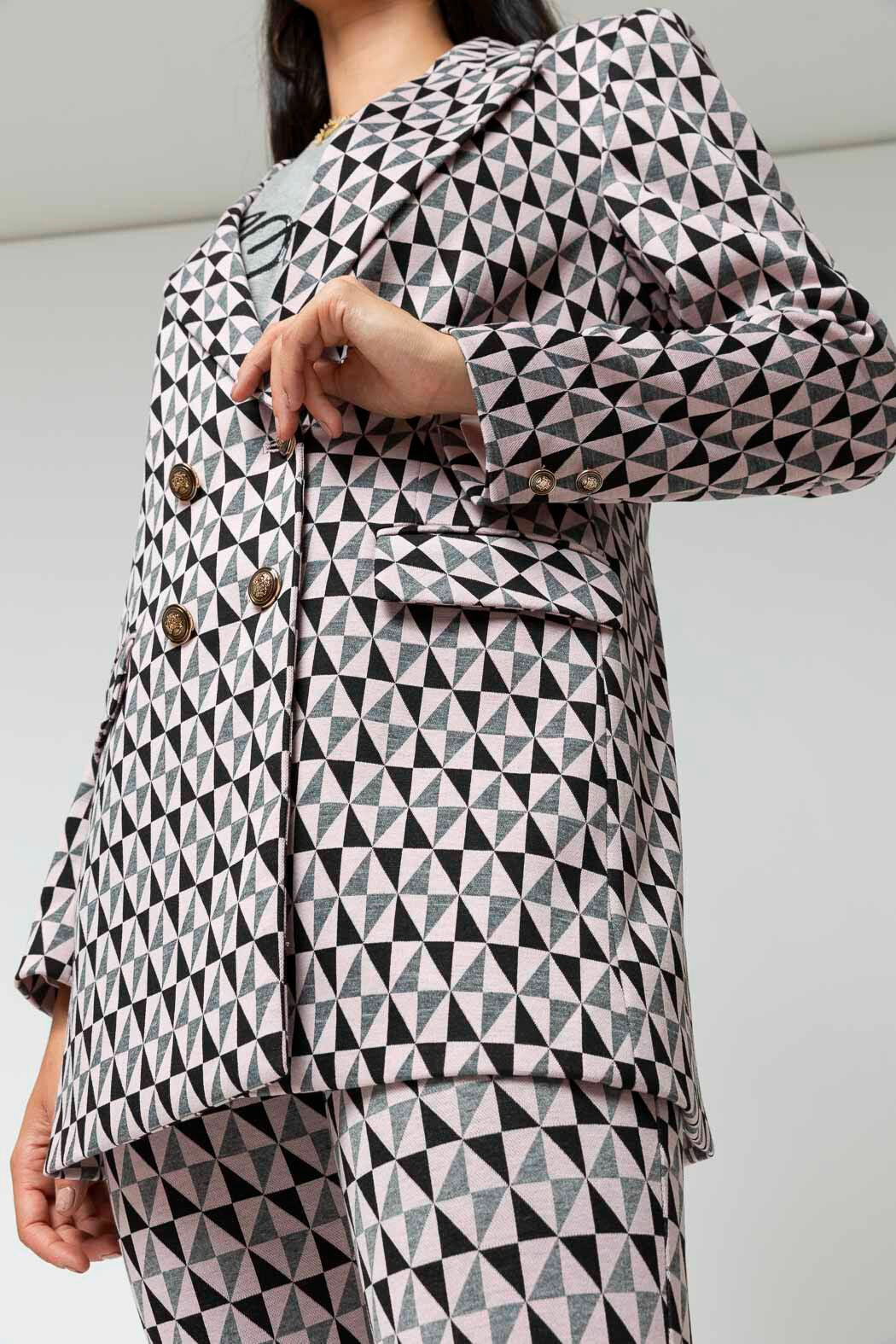 Black Pink Classic Double Breasted Blazer - Sale