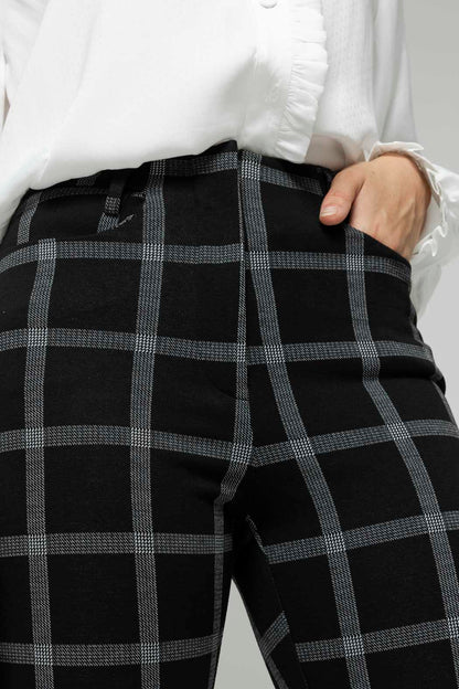 Black Check Jacquard Slim Pant- Sale
