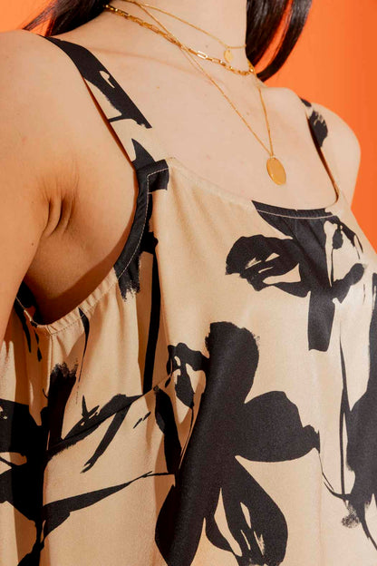 Beige / Black Wide Strap Cami