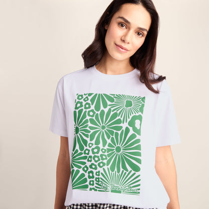 Trissy Womens Premium Supersoft Relaxed Fit T-Shirt - Optic White/Green
