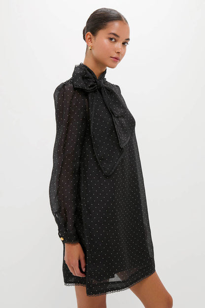 Black Dot Dream Pussybow Mini Dress