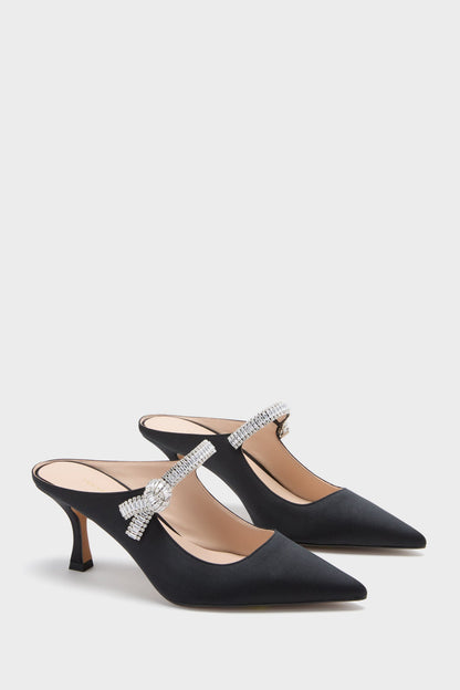 Black Satin Mae Heels