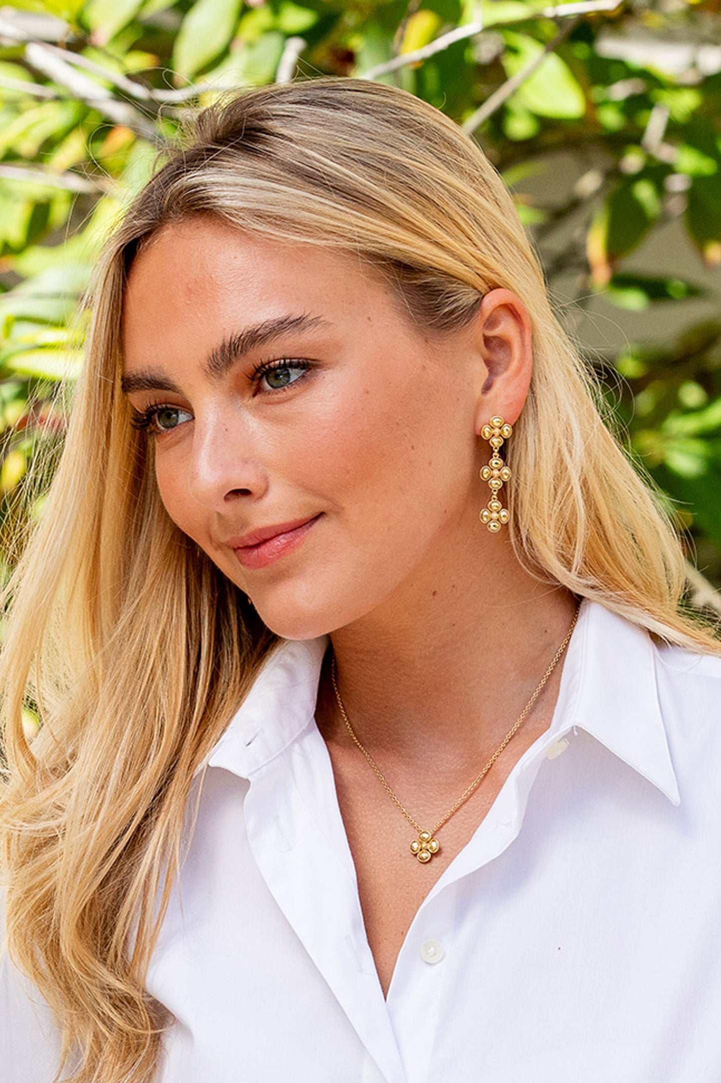 Berry Clover Linear Earrings - Gold