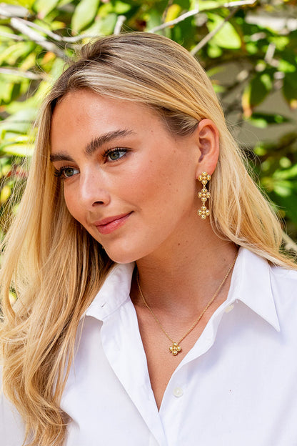 Berry Clover Linear Earrings - Gold