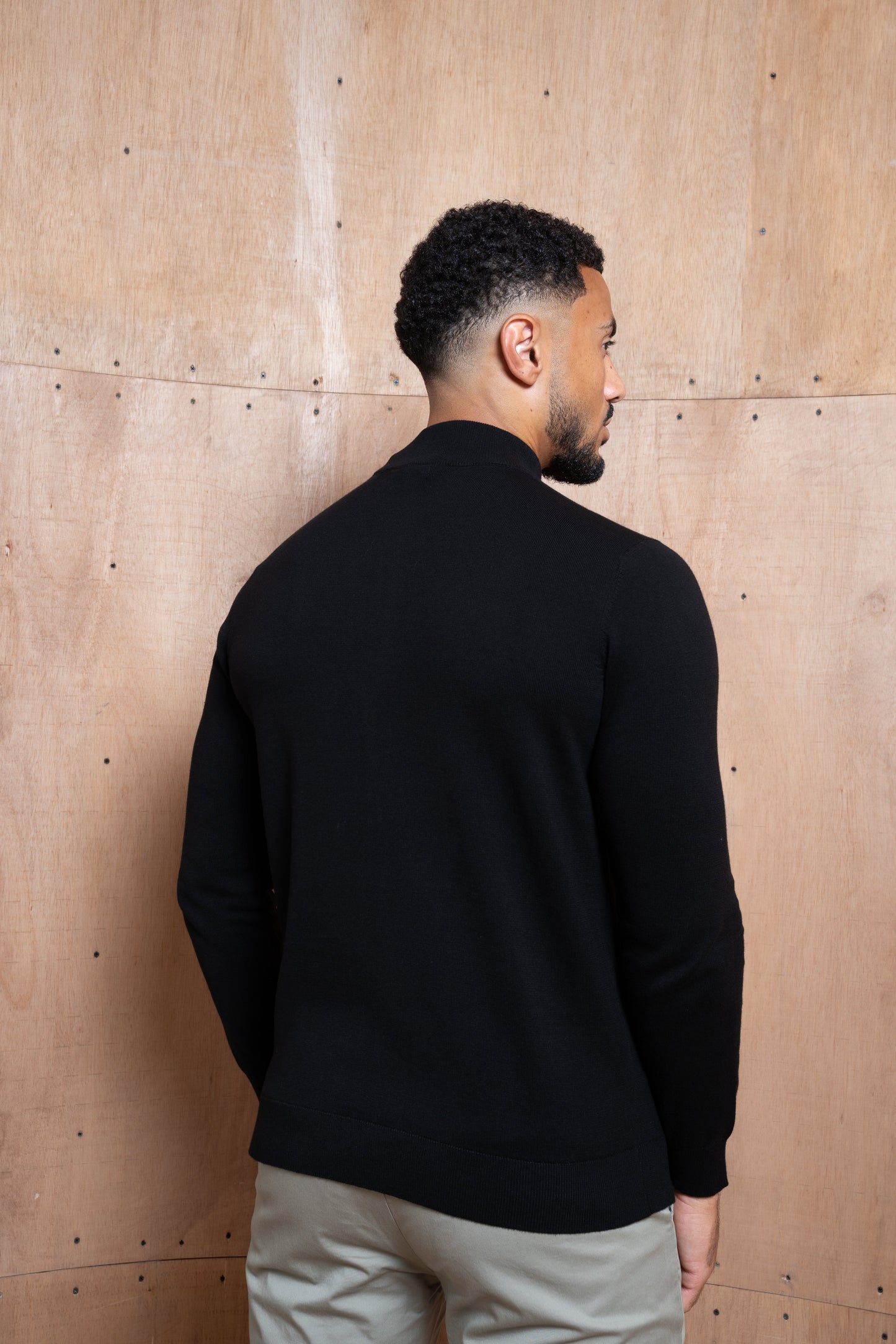 Capo Egyptian Cotton 1/4 Zip Top - Black