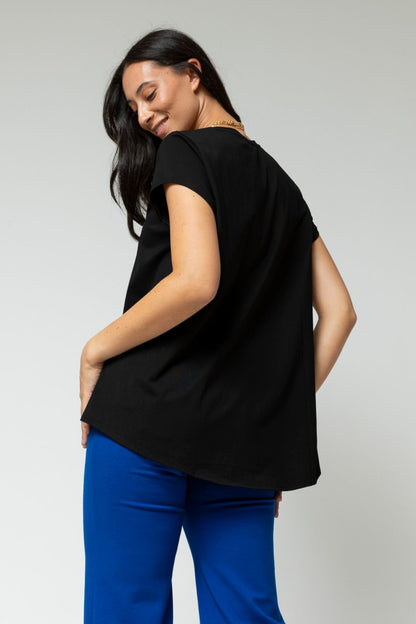 Black Motto Sequined T Shirt - Final Sale