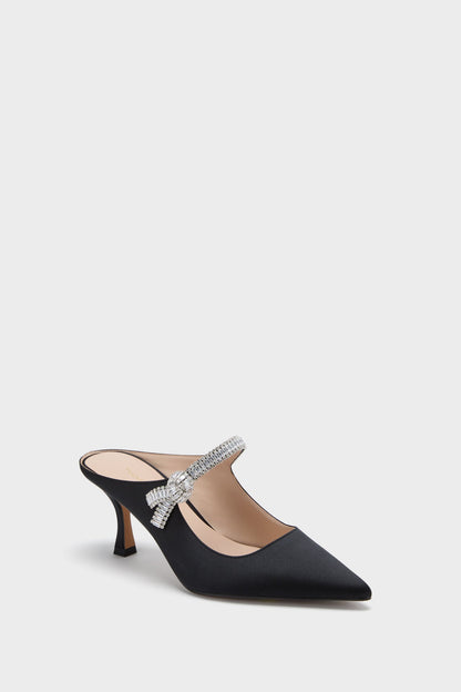 Black Satin Mae Heels
