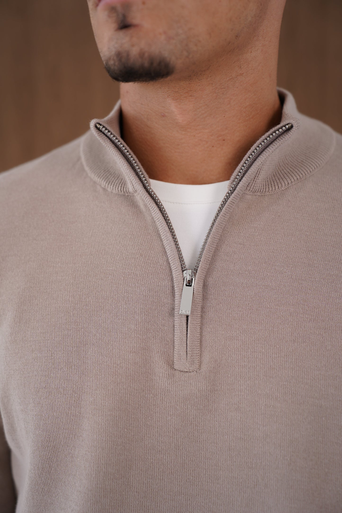 Capo Egyptian Cotton 1/4 Zip Top - Oatmeal
