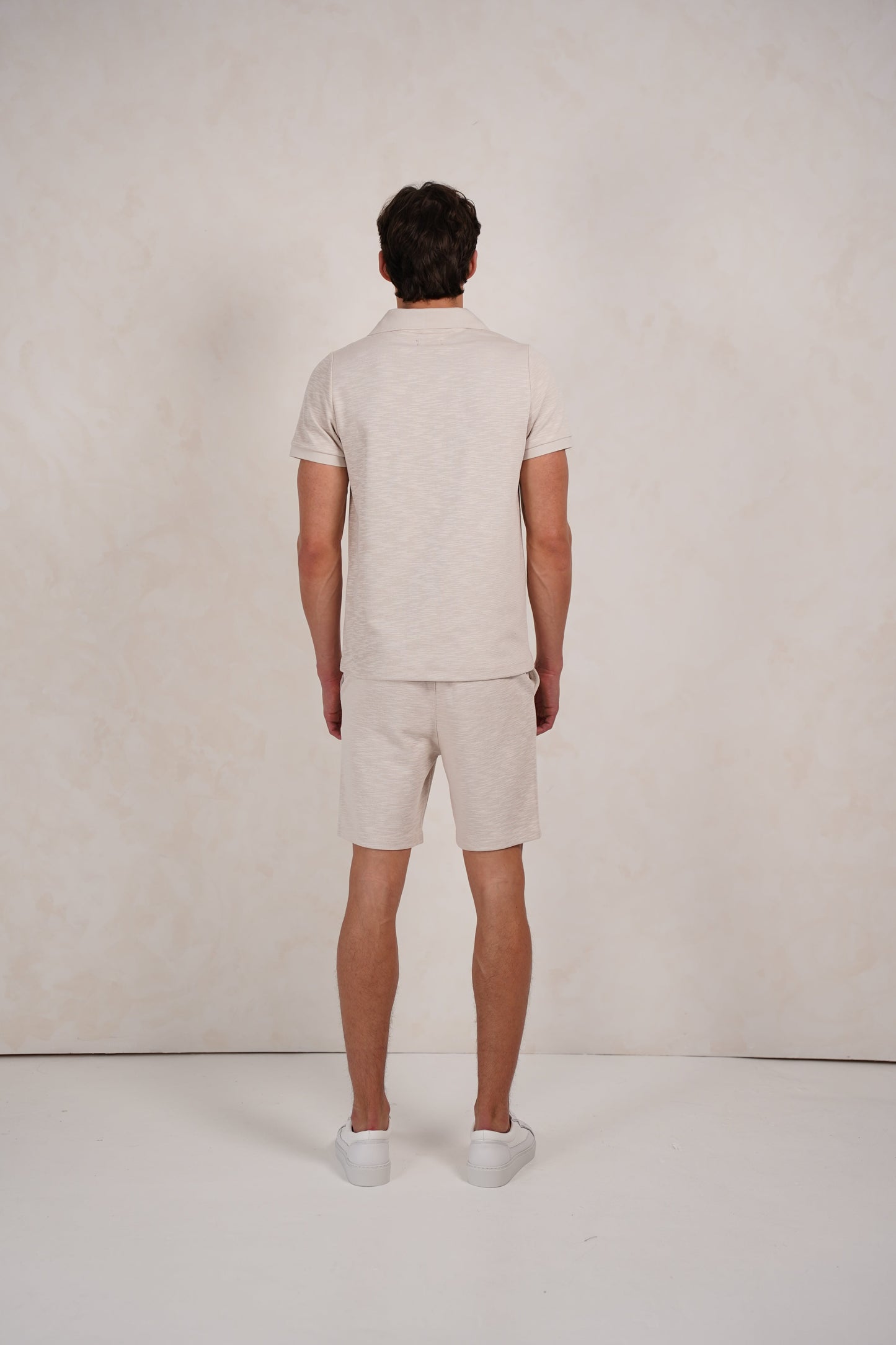 Capo Jersey Slub Cuban Polo Shirt - Stone Grey