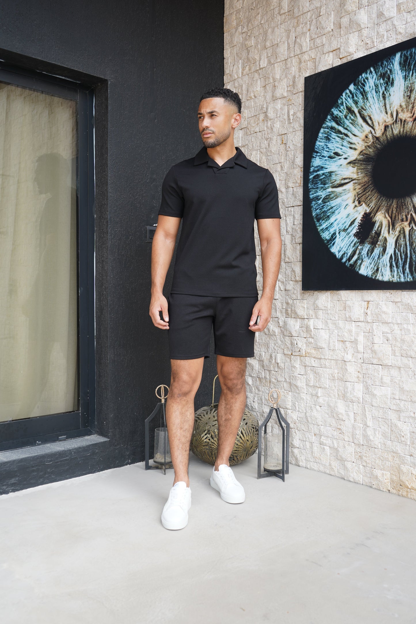 Capo Aztec Revere Polo Shirt - Black