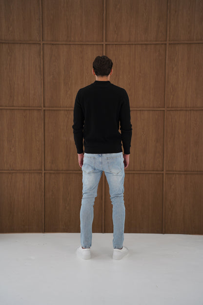 Capo Ribbed 1/4 Zip Jumper - Black