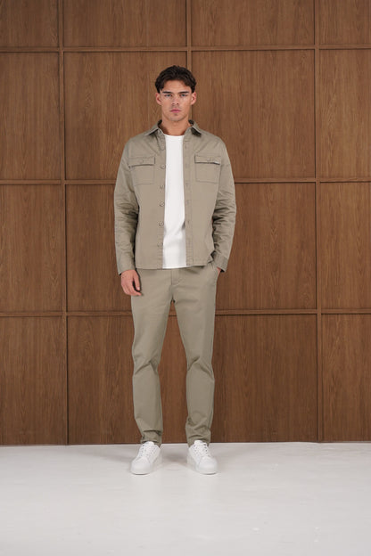 Capo Cotton Cargo Overshirt - Olive