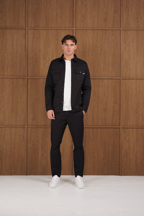 Capo Cotton Cargo Overshirt - Black