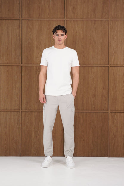 Capo Smart Cuffed Cargo Pants - Light Grey