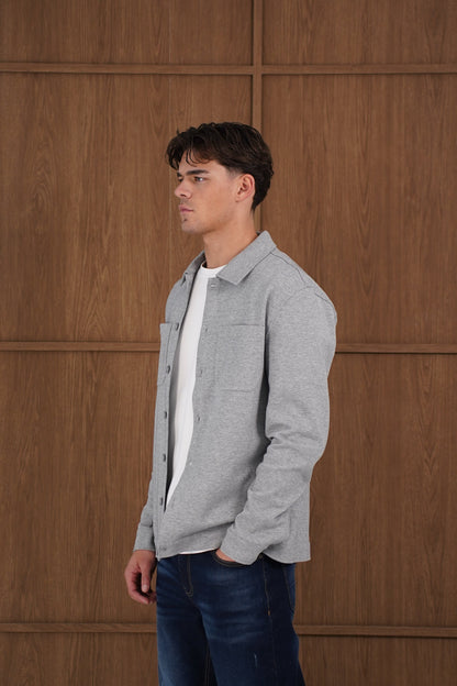 Capo Smart Button Overshirt - Light Grey