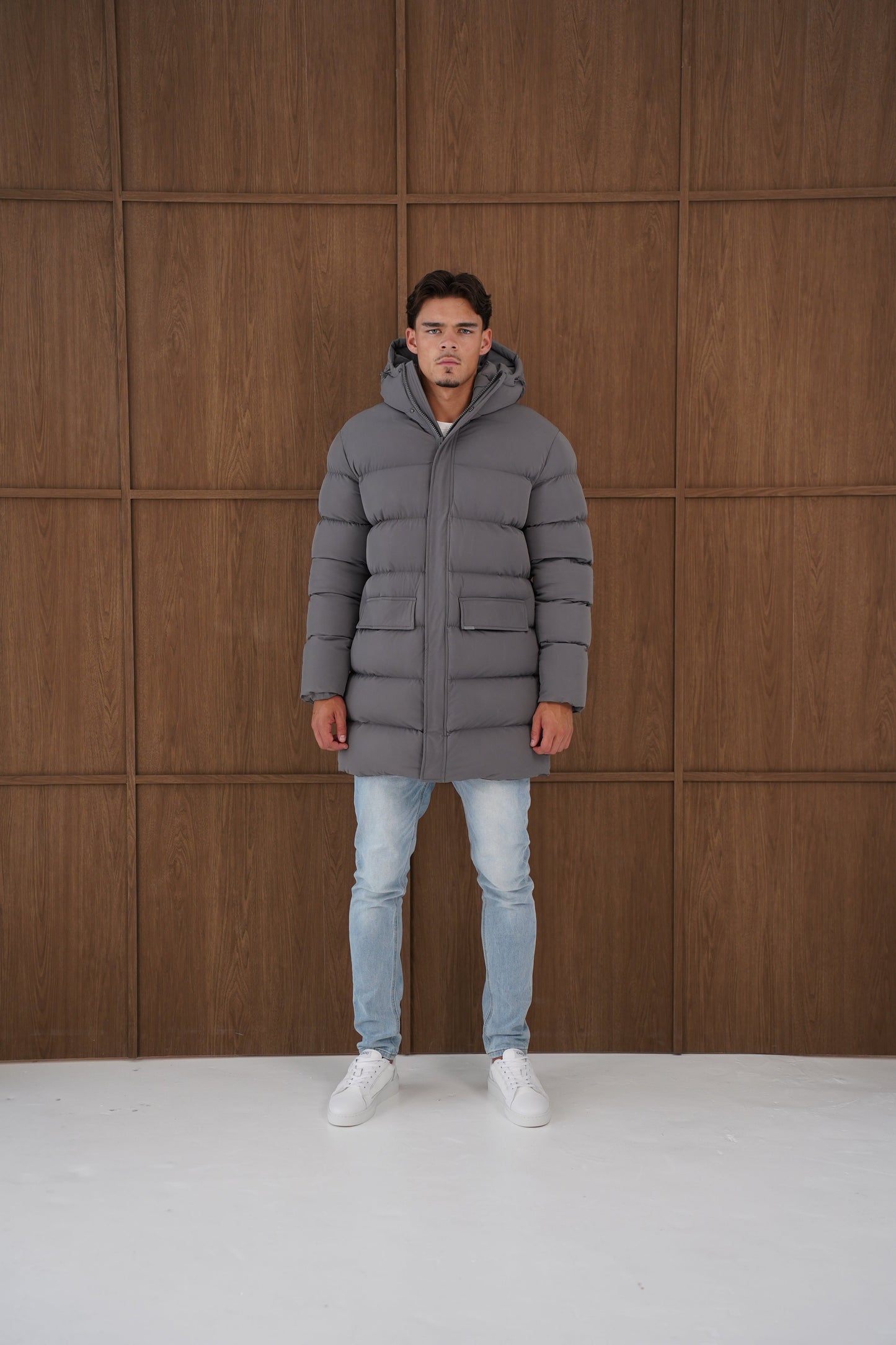 Capo Mid-Length Puffer Coat - Charcoal