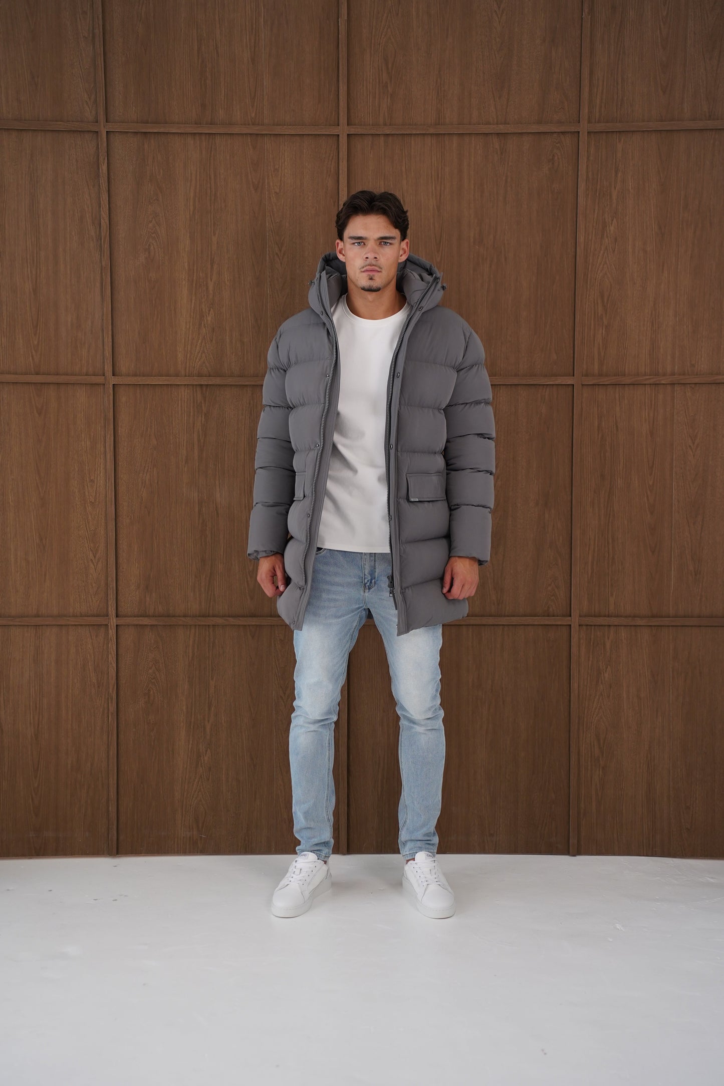 Capo Mid-Length Puffer Coat - Charcoal